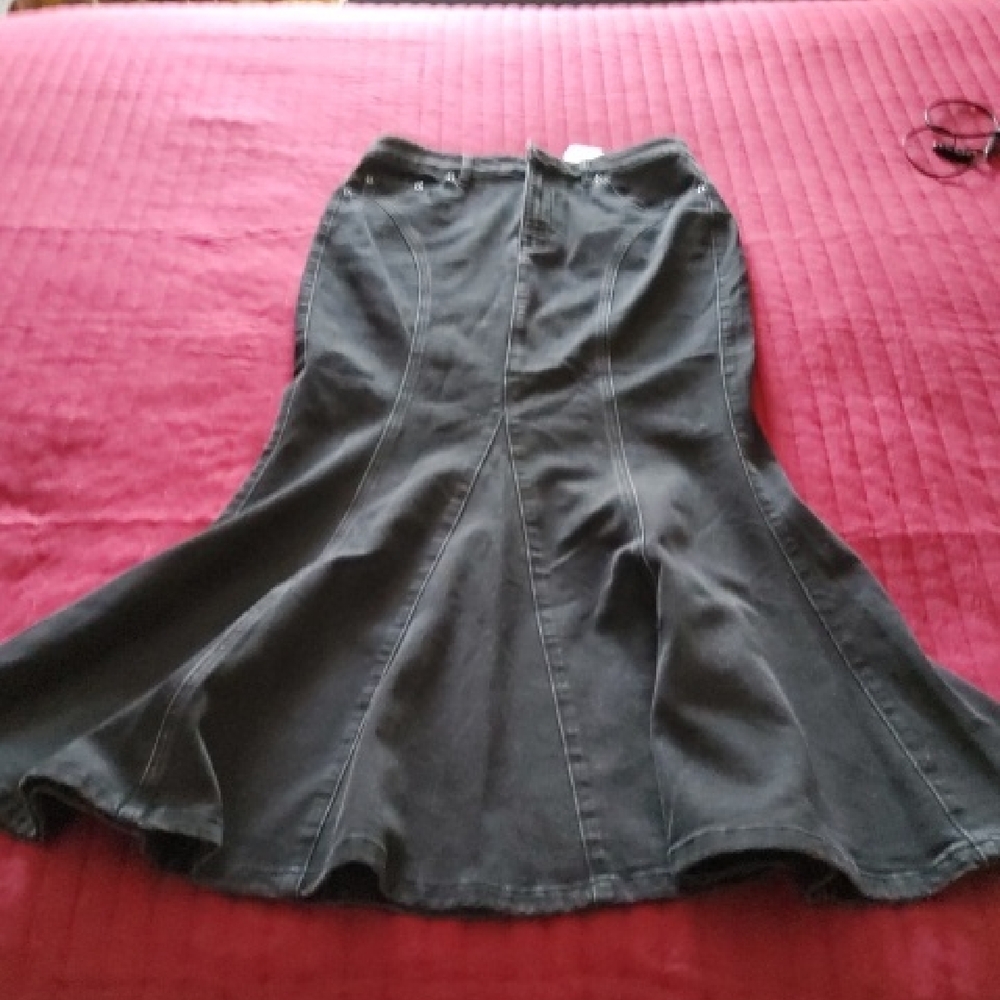 Demin Black Fishtail Skirt